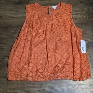 Liz Claiborne Bright Orange Sleeveless Blouse 2XL.